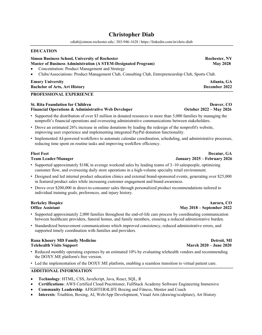 Chris Diab Resume
